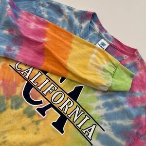 Colortone California Tye Dye Long Sleeve T-Shirt, CA State Tie Dye Womens 168‎
